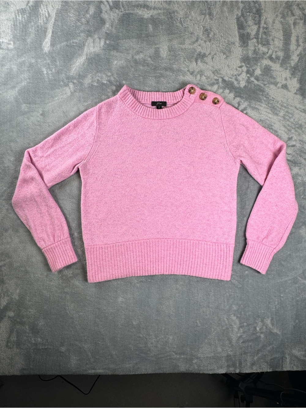 J.Crew Button Shoulder Sweater Womens M Pink Merino Wool Alpaca Crewneck